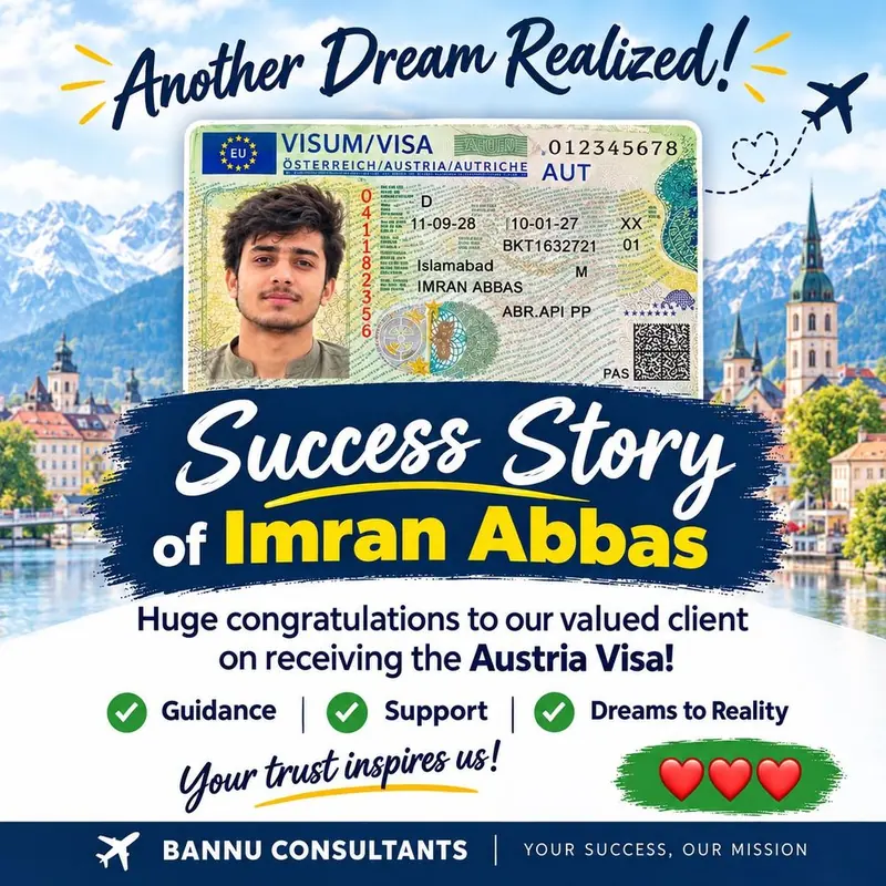 Imran Abbas with his Austrian student visa
